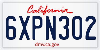 CA license plate 6XPN302