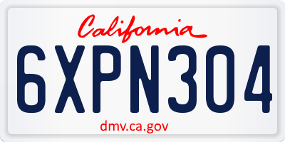 CA license plate 6XPN304