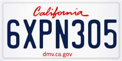 CA license plate 6XPN305
