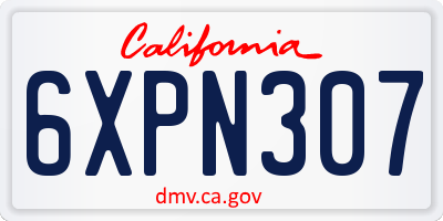 CA license plate 6XPN307