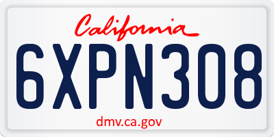 CA license plate 6XPN308