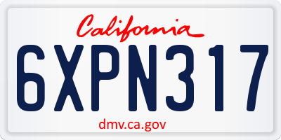 CA license plate 6XPN317