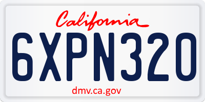 CA license plate 6XPN320