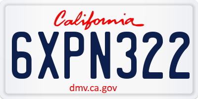 CA license plate 6XPN322