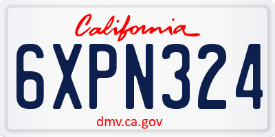 CA license plate 6XPN324