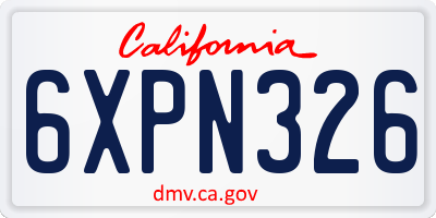 CA license plate 6XPN326
