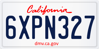 CA license plate 6XPN327