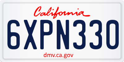 CA license plate 6XPN330