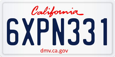 CA license plate 6XPN331