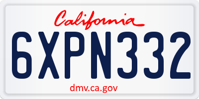 CA license plate 6XPN332