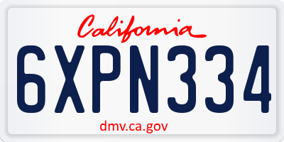 CA license plate 6XPN334