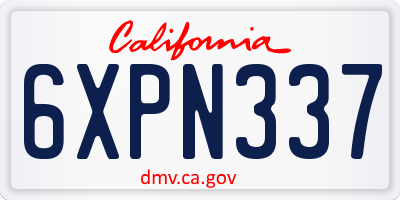CA license plate 6XPN337