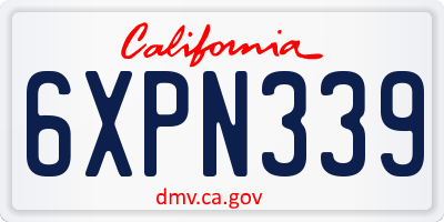 CA license plate 6XPN339