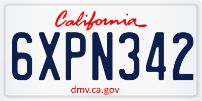 CA license plate 6XPN342