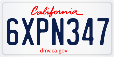CA license plate 6XPN347