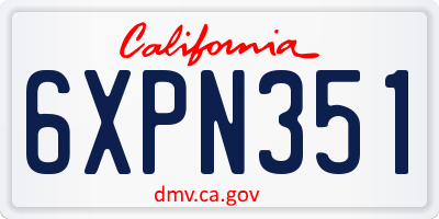 CA license plate 6XPN351
