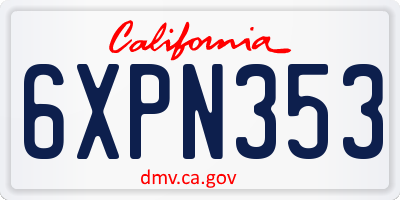 CA license plate 6XPN353