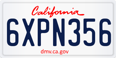 CA license plate 6XPN356