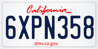 CA license plate 6XPN358
