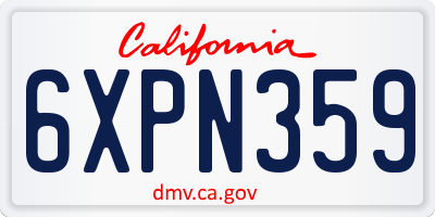 CA license plate 6XPN359