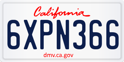 CA license plate 6XPN366
