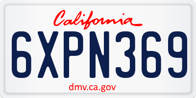 CA license plate 6XPN369