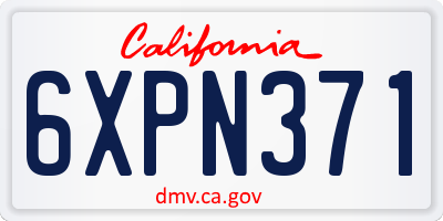 CA license plate 6XPN371