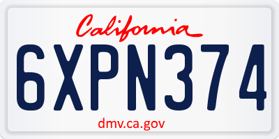 CA license plate 6XPN374