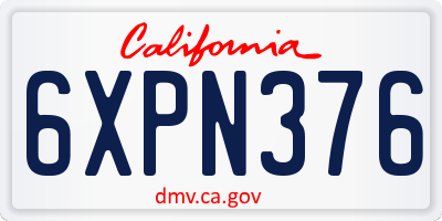 CA license plate 6XPN376