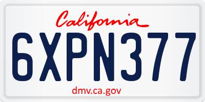 CA license plate 6XPN377