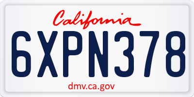 CA license plate 6XPN378