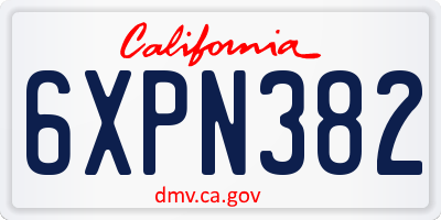 CA license plate 6XPN382