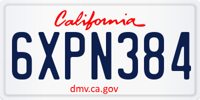 CA license plate 6XPN384