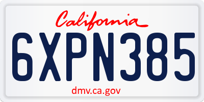 CA license plate 6XPN385