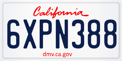 CA license plate 6XPN388
