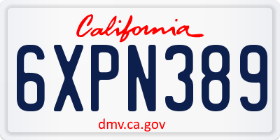 CA license plate 6XPN389