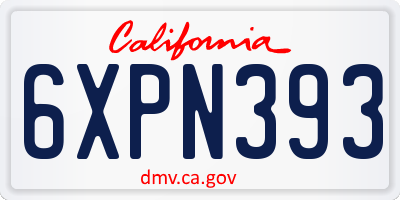 CA license plate 6XPN393