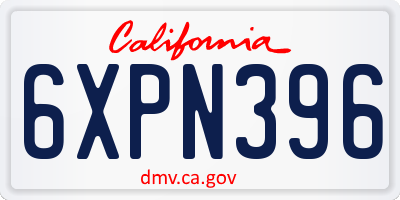 CA license plate 6XPN396