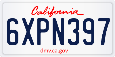 CA license plate 6XPN397