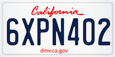 CA license plate 6XPN402