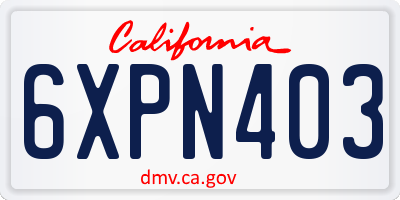 CA license plate 6XPN403