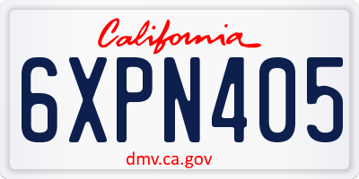 CA license plate 6XPN405