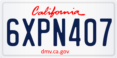 CA license plate 6XPN407