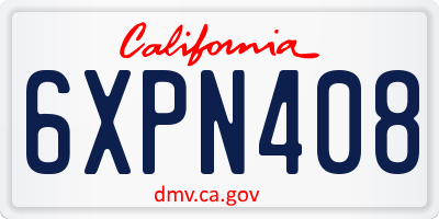 CA license plate 6XPN408