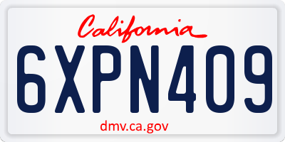 CA license plate 6XPN409