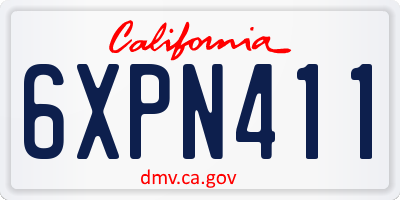 CA license plate 6XPN411
