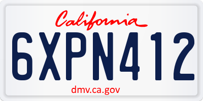 CA license plate 6XPN412