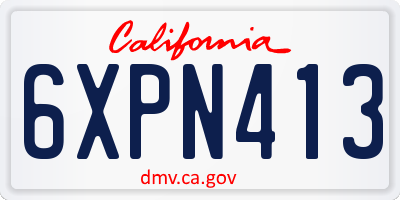 CA license plate 6XPN413