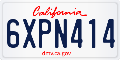 CA license plate 6XPN414