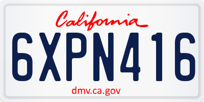 CA license plate 6XPN416